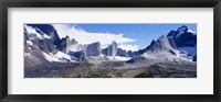 Framed Snow Covered Peaks,Torres Del Paine National Park, Patagonia, Chile