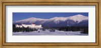 Framed Hotel near snow covered mountains, Mt. Washington Hotel Resort, Mount Washington, Bretton Woods, New Hampshire, USA