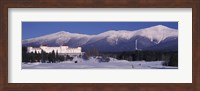 Framed Hotel near snow covered mountains, Mt. Washington Hotel Resort, Mount Washington, Bretton Woods, New Hampshire, USA
