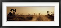 Framed Oil drills in a field, Maricopa, Kern County, California