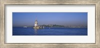 Framed Lighthouse in the sea with mosque in the background, Leander's Tower, Blue Mosque, Istanbul, Turkey