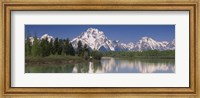 Framed Reflection of a mountain range in water, Oxbow Bend, Grand Teton National Park, Wyoming, USA