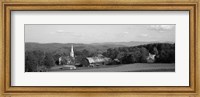 Framed High angle view of barns in a field, Peacham, Vermont (black and white)