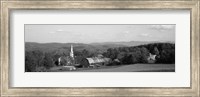 Framed High angle view of barns in a field, Peacham, Vermont (black and white)