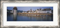 Framed Covered bridge over a river, Chapel Bridge, Reuss River, Lucerne, Switzerland