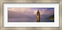 Framed Clock tower in a lake, Reschensee, Italy