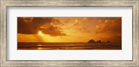 Framed Silhouette of rock formations in water, Northern California, California, USA
