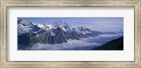 Framed Aerial View Of Clouds Over Mountains, Swiss Alps, Switzerland