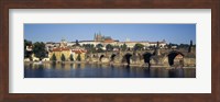 Framed Arch bridge across a river, Charles Bridge, Vltava River, Prague, Czech Republic
