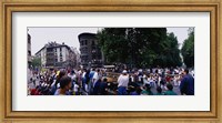 Framed Crowd at Festival of San Fermin, running of the bulls, Pamplona, Navarre, Spain