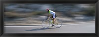 Framed Bike racer participating in a bicycle race, Sitges, Barcelona, Catalonia, Spain