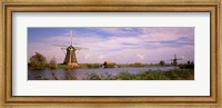 Framed Windmills at Dusk