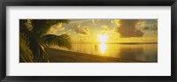 Framed Silhouette Of A Couple Standing On The Beach, Aitutaki, Cook Islands, French Polynesia