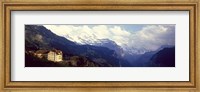 Framed Hotel with mountain range in the background, Swiss Alps, Switzerland