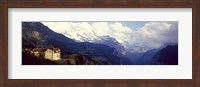 Framed Hotel with mountain range in the background, Swiss Alps, Switzerland