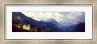 Framed Hotel with mountain range in the background, Swiss Alps, Switzerland