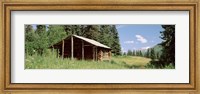 Framed Log Cabin In A Field, Kenai Peninsula, Alaska, USA