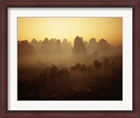 Framed Sunrise in Mountains Guilin China