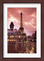 Framed Paris Street Scene with Eiffel Tower and Red Sky