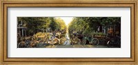 Framed Bicycles On Bridge Over Canal, Amsterdam, Netherlands