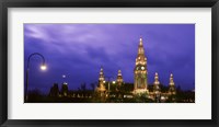 Framed Austria, Vienna, Rathaus, night