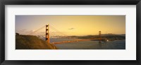 Framed Golden Gate Bridge with Golden Sky, San Francisco, California, USA