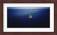 Framed High angle view of a sailboat in the ocean, Heron Island, Great Barrier Reef, Queensland, Australia
