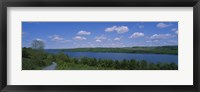 Framed Road near a lake, Owasco Lake, Finger Lakes Region, New York State, USA