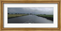 Framed Motorboat in a canal, Friesland, Netherlands