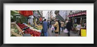 Framed Group Of People In A Street Market, Rue De Levy, Paris, France