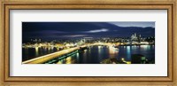 Framed High angle view of a bridge lit up at night, Istanbul, Turkey