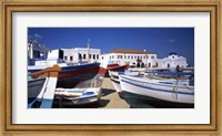 Framed Rowboats on a harbor, Mykonos, Greece