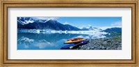 Framed USA, Alaska, Kayaks by the side of a river