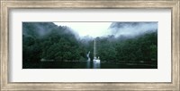 Framed Yacht in the ocean, Fiordland National Park, South Island, New Zealand