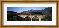 Framed Train crossing a bridge, Sierra De Tramuntana, Majorca, Spain