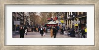 Framed Tourists in a street, Barcelona, Spain