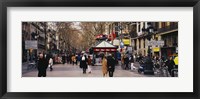 Framed Tourists in a street, Barcelona, Spain