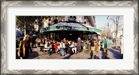 Framed Group of people at a sidewalk cafe, Les Deux Magots, Saint-Germain-Des-Pres Quarter, Paris, France