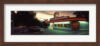 Framed Restaurant lit up at dusk, Route 66, Albuquerque, Bernalillo County, New Mexico, USA