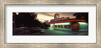 Framed Restaurant lit up at dusk, Route 66, Albuquerque, Bernalillo County, New Mexico, USA