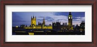 Framed Government Building Lit Up At Night, Big Ben And The Houses Of Parliament, London, England, United Kingdom