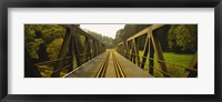 Framed Railroad tracks passing through a bridge, Germany