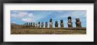 Framed Low angle view of Moai statues in a row, Easter Island, Chile