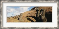 Framed Low angle view of Moai statues, Tahai Archaeological Site, Rano Raraku, Easter Island, Chile
