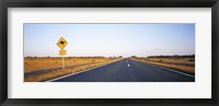 Framed Kangaroo Road Warning Sign, Outback Highway, Australia