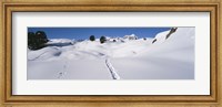 Framed Footprints on a snow covered landscape, Alps, Riederalp, Valais Canton, Switzerland
