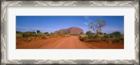 Framed Desert Road And Ayers Rock, Australia