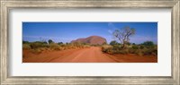 Framed Desert Road And Ayers Rock, Australia
