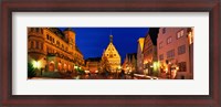 Framed Town Center Decorated With Christmas Lights, Rothenburg, Germany