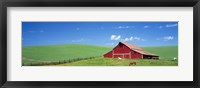 Framed Red Barn With Horses WA